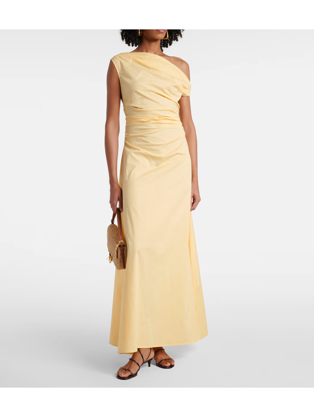 NWT STAUD Yellow Cotton Phare Stretch Designer Bridal Wedding Midi Dress 4